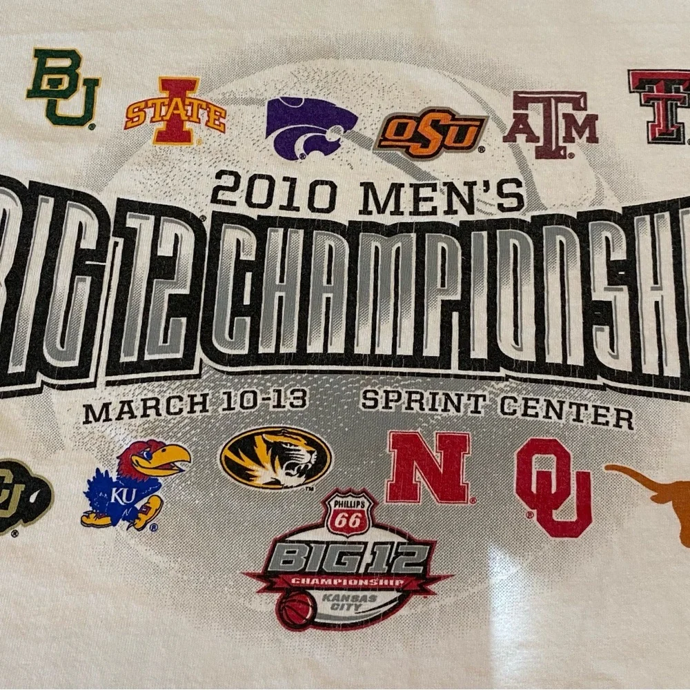 2010 Men’s Big‎ 12 Championship Shirt Men’s Size 2XL Color White-Flaws - Picture 2 of 5